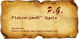 Platzerjanó Gyula névjegykártya